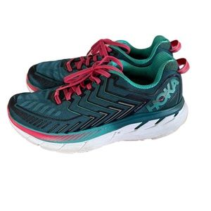 Hoka One Women's Clifton 4 Teal pink runner shoes Size 8